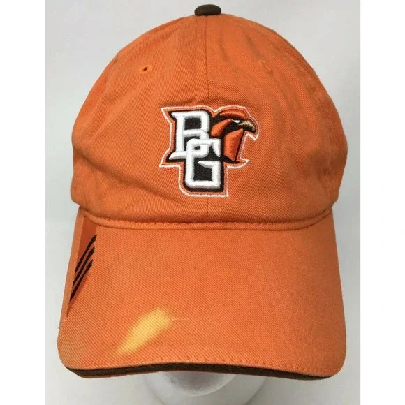 Bowling Green Falcons Baseball Cap Orange Embroidered Adidas OSFM Strap Back Hat - Picture 2 of 12